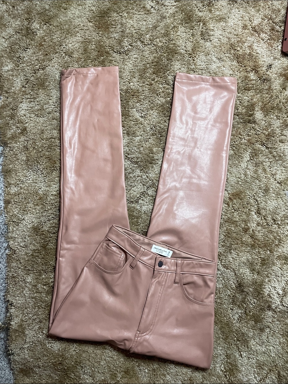 Abercrombie & Fitch Faux Leather 90s Straight Ultra High Rise Jean Size 26/2Long